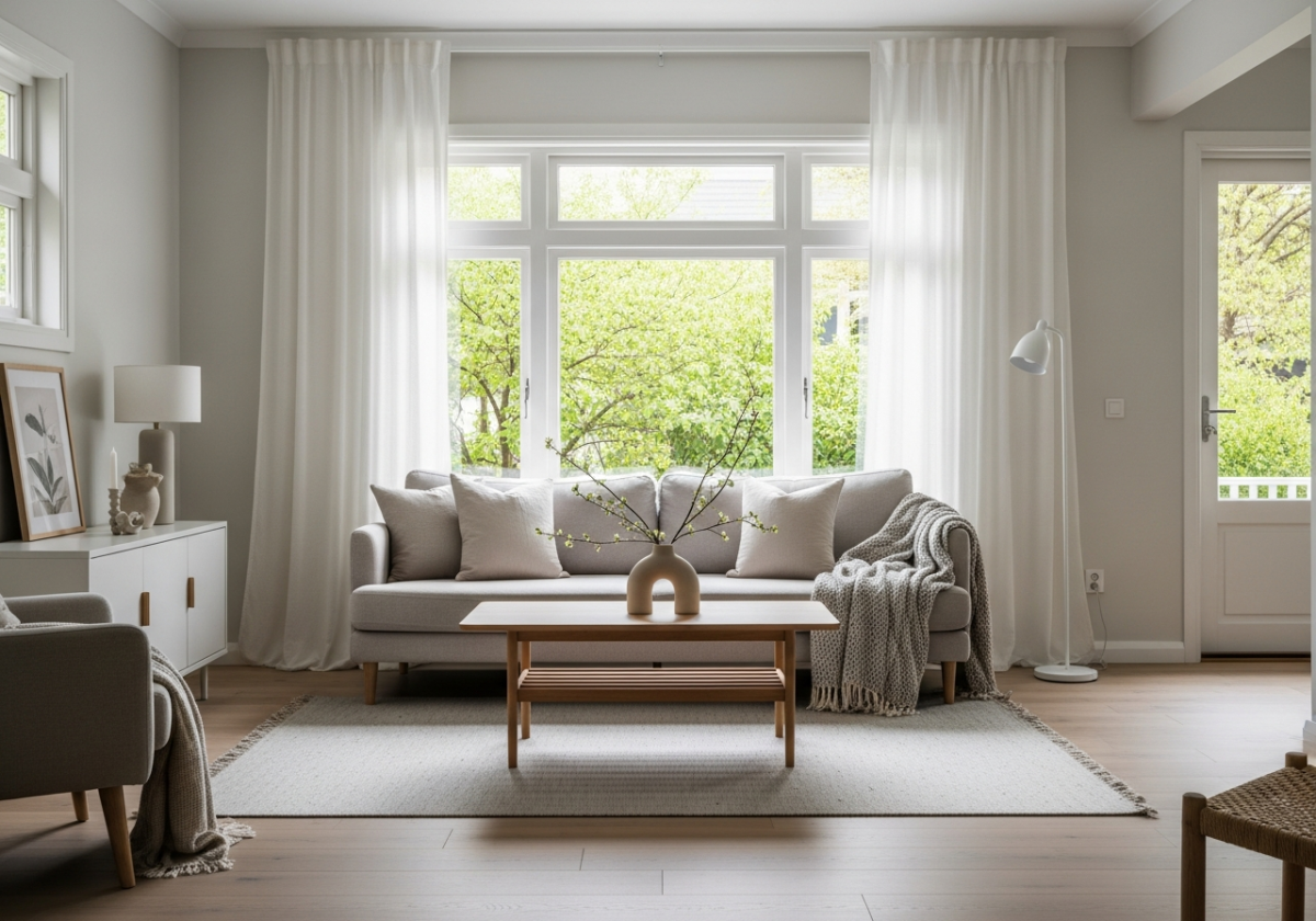 salon aux teintes claires