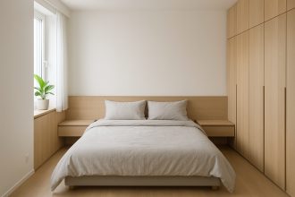 Photo hyperrealiste d'une chambre minimaliste moderne avec murs blancs