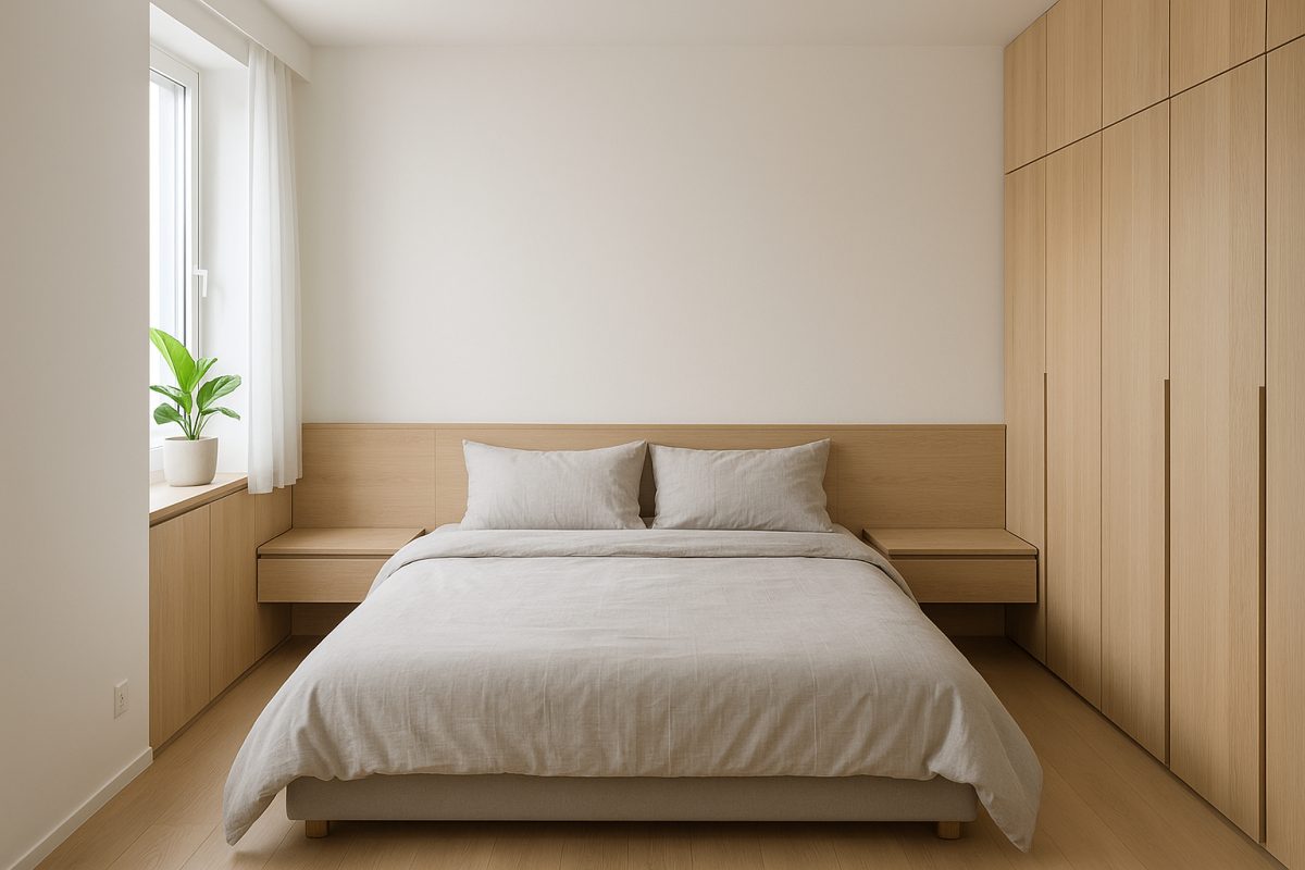 Photo hyperrealiste d'une chambre minimaliste moderne avec murs blancs