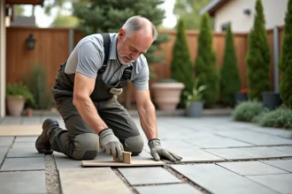Carrelage extérieur posé sur une terrasse ensoleillée