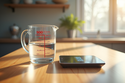 Verre mesureur d'eau de 500 ml avec balance de cuisine moderne